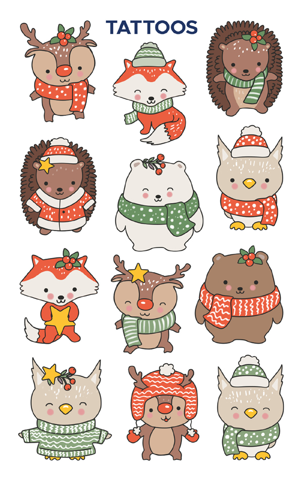 ZDesign KIDS Tatouages de Noël 'Animaux'