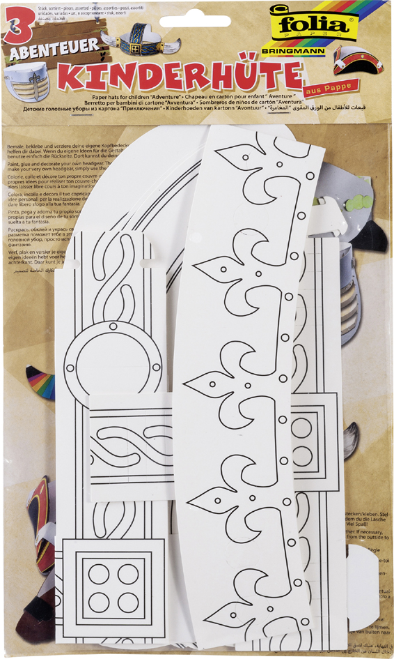 folia Kit de chapeaux pour enfants 'AVENTURE', carton, blanc