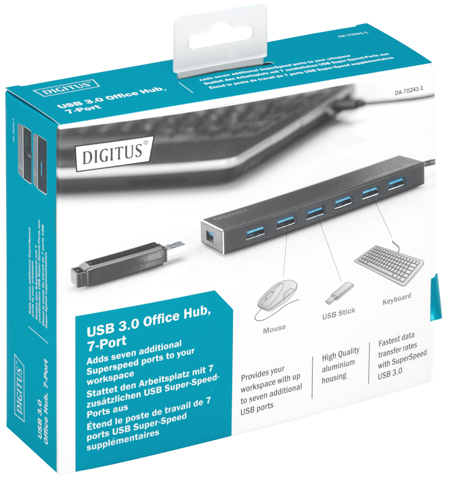 Hub USB 3.0, 7 ports, emballage