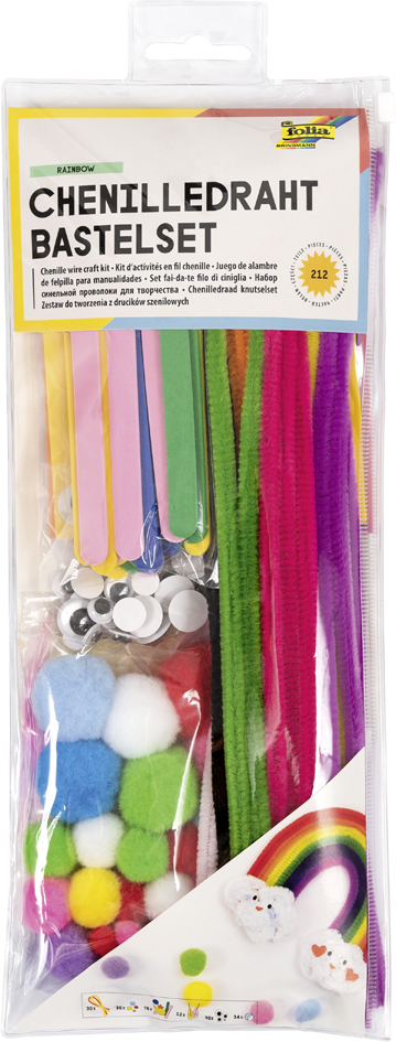 folia Kit d'activités en fil chenille RAINBOW, 212 pièces