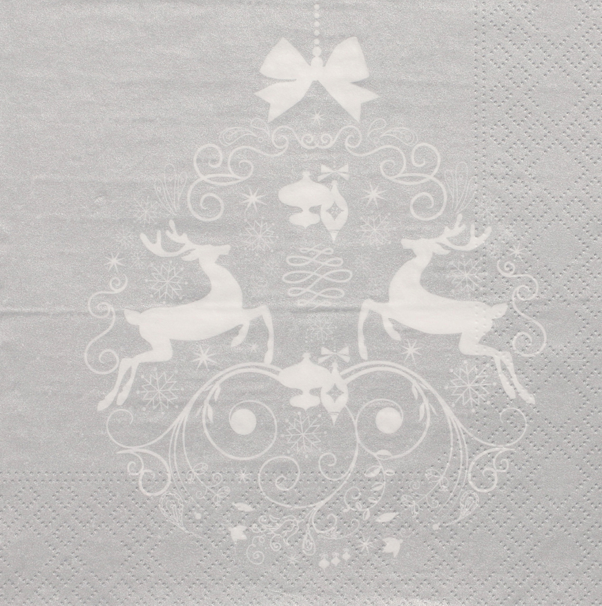 PAPSTAR Serviette à motif de Noël 'Deers Couple', argent