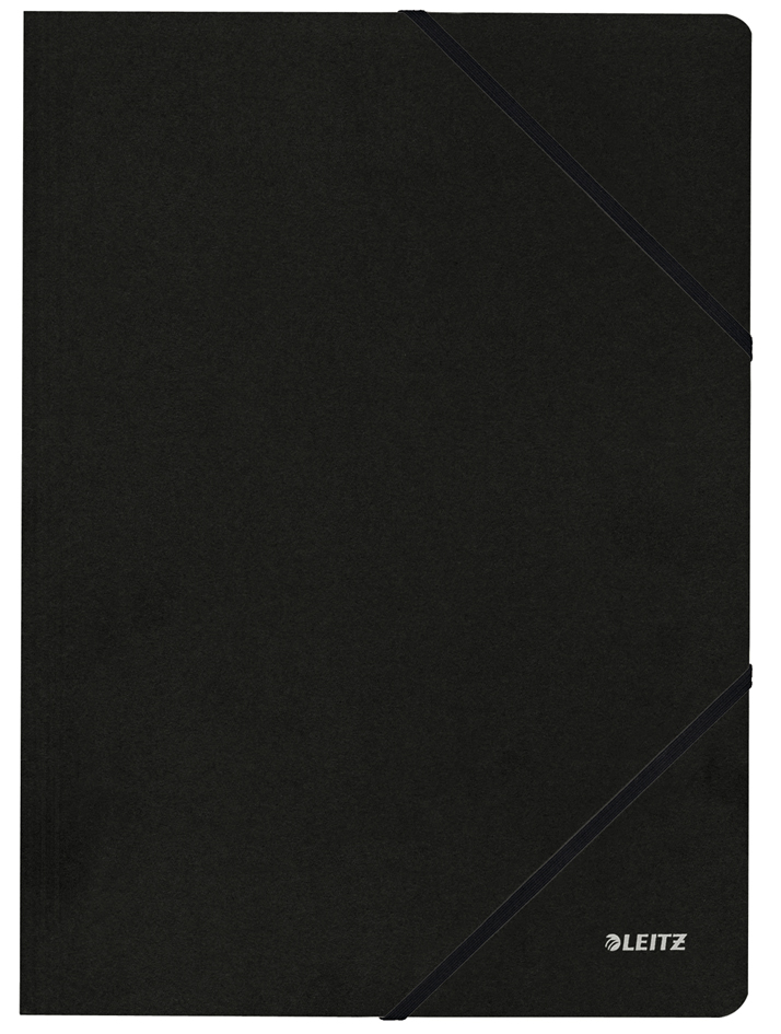 LEITZ Chemise à élastique, format A4, carton, noir