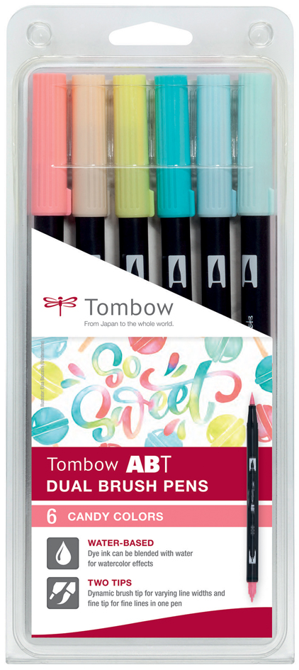 Tombow Feutre double pointe 'ABT DUAL BRUSH PEN', set de 6