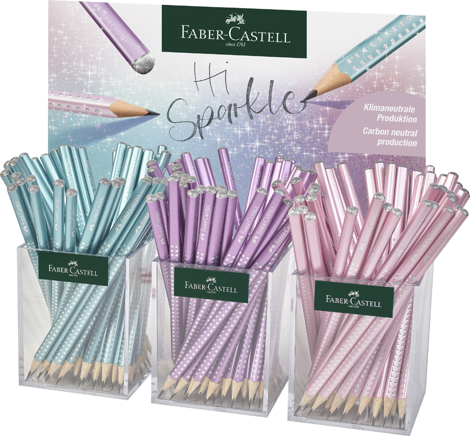 FABER-CASTELL Crayon de papier GRIP SPARKLE Cosmic, 3 pots