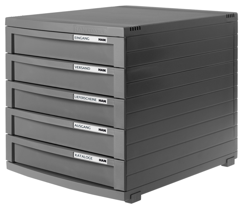 HAN Module de classement CONTUR, 5 tiroirs ouverts, gris