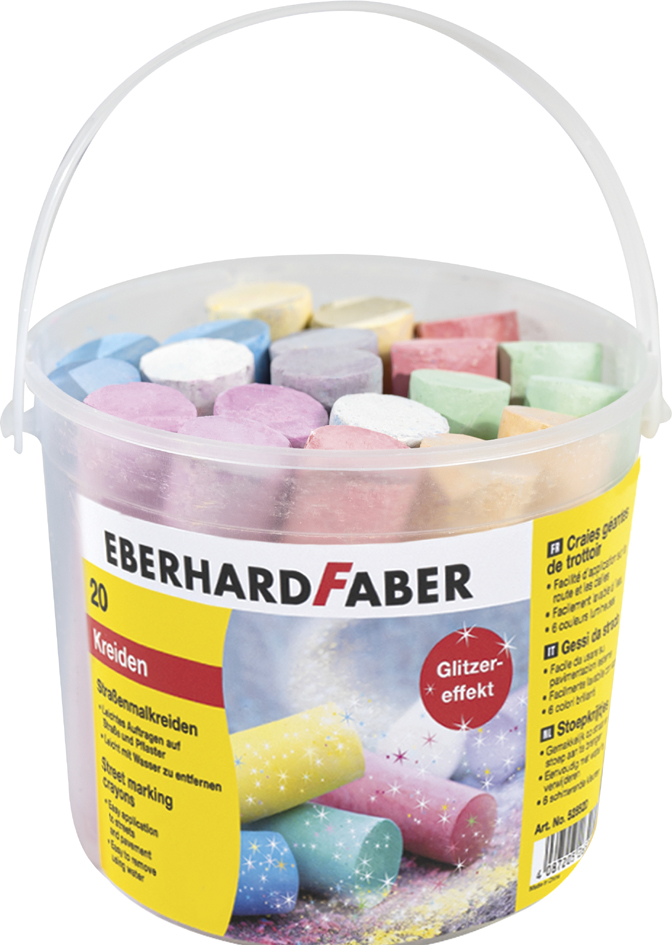 EBERHARD FABER Craie de trottoir pailletée, seau de 20