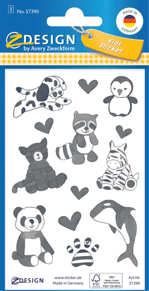 AVERY Zweckform ZDesign KIDS Sticker papier, noir/blanc