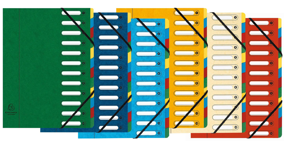EXACOMPTA Trieur Harmonika, carton, 12 compartiments, coloré