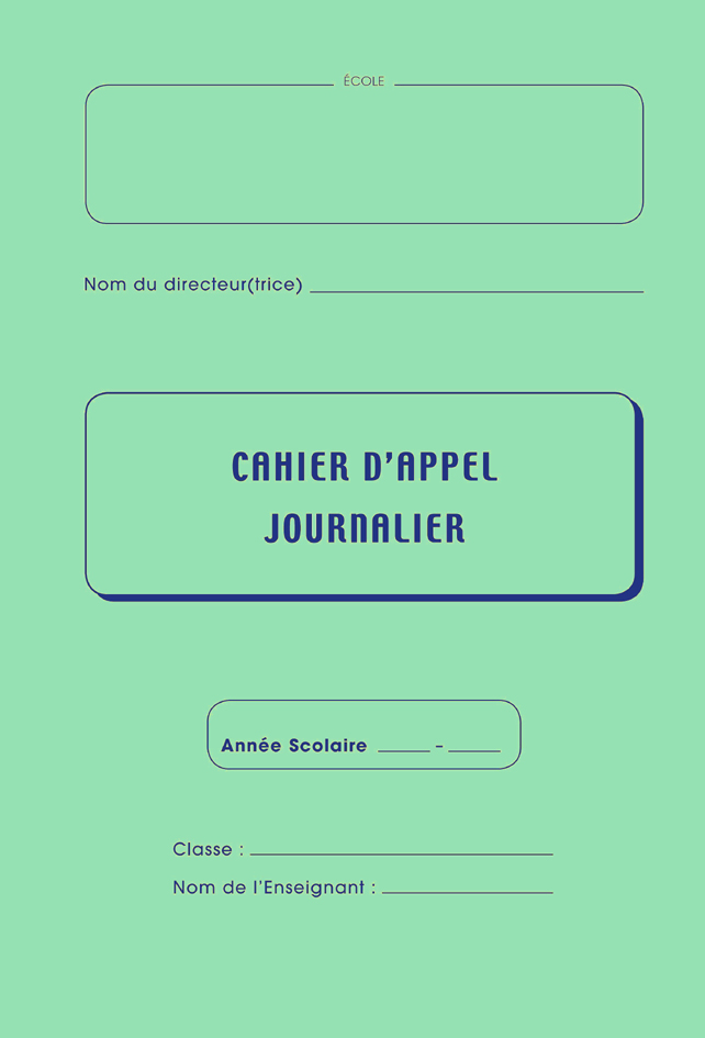 ELVE Registre d'appel journalier, piqûre 28 pages, 40 élèves