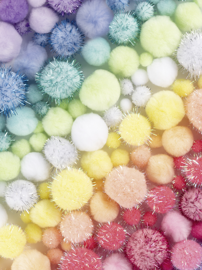 Mélange de pompons PASTEL Jumbobox, tailles/couleurs