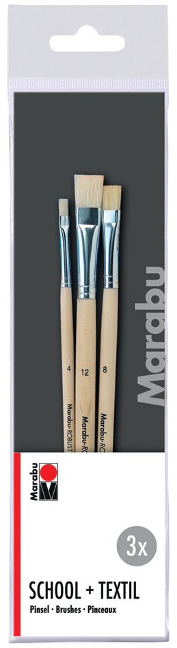 Marabu Set de pinceaux School + Textil, 3 pièces