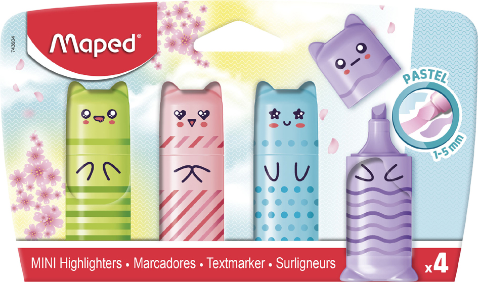 Maped Surligneur Mini PASTEL, blister de 4