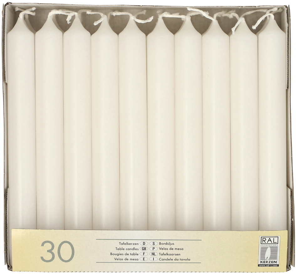 STARPAK Bougie de table, 21 mm, pack de 30, blanc