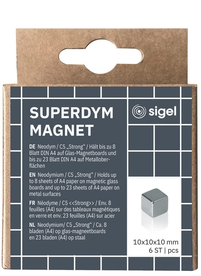 sigel Aimant néodyme cube 'Strong' C5, set de 6, argent