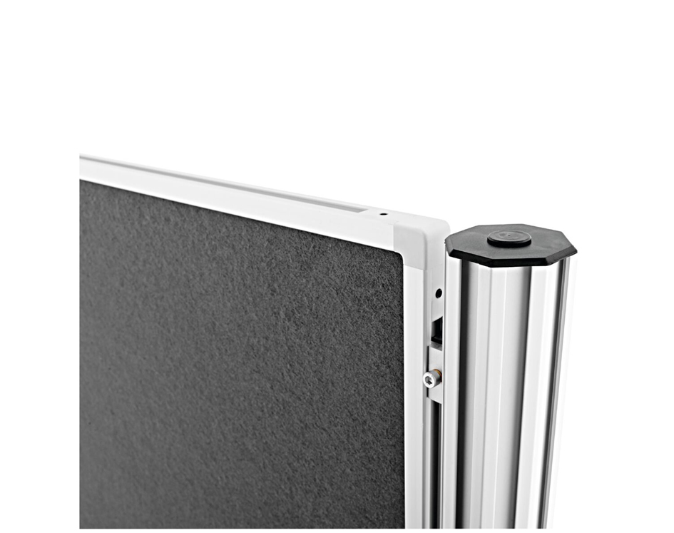 magnetoplan mur de séparation set 3, (L)3.905 x(H)1.800mm feutre 3.905 x 1.800 mm gris 3 tableau d'affichage + 4 colonnes octogonales