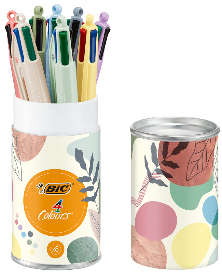 Stylo à bille rétractable 4 Colours Mineral Tones, boîte cadeau de 8, ouvert