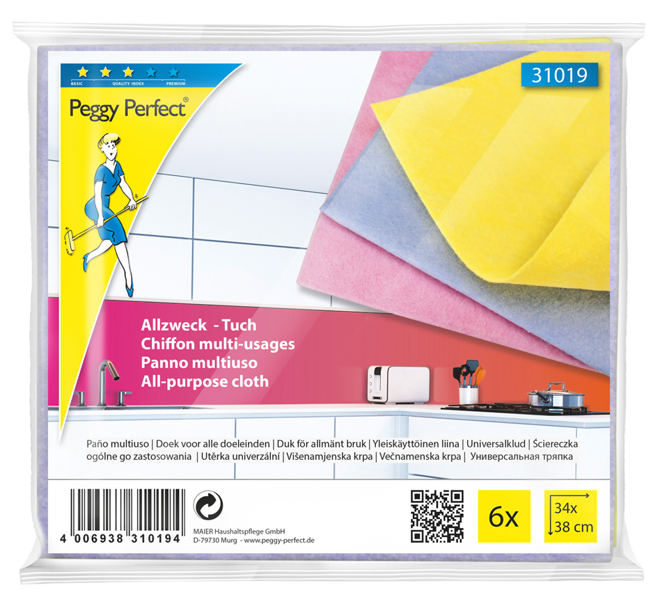 Peggy Perfect Chiffon multi-usage non-tissé, paquet de 6