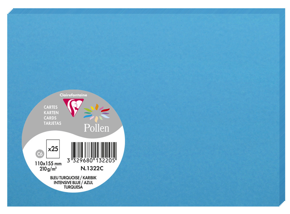 Pollen by Clairefontaine Carte C6, bleu turquoise