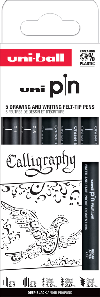 uni-ball Feutre technique PIN PF 'Calligraphy', set de 5