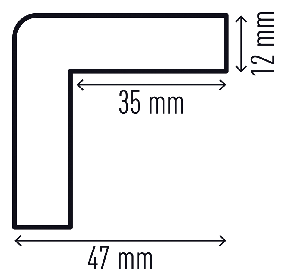 Vue détaillée: dimensions du profilé de protection des angles C35