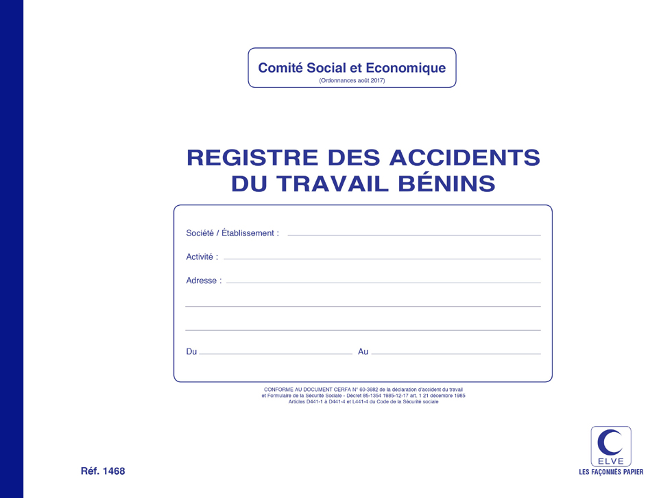 Registre "Registre des accidents du travail bénins"