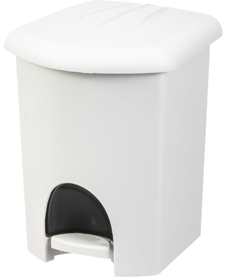 plast team Poubelle cosmétique à pédale, 6 litres, blanc