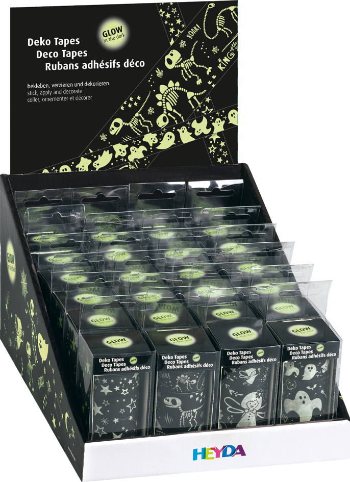 HEYDA Ruban adhésif décoratif Glow in the dark, présentoir