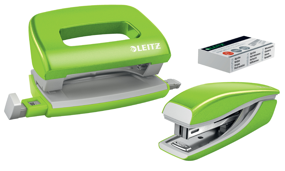 LEITZ Kit mini agrafeuse et perforateur Nexxt WOW, vert