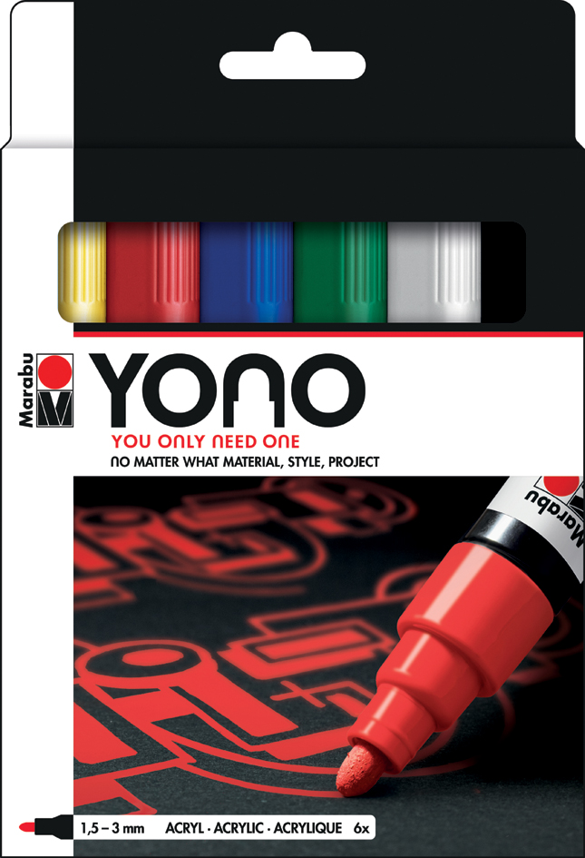 Marabu Feutre acrylique 'YONO', 1,5 - 3,0 mm, set de 6