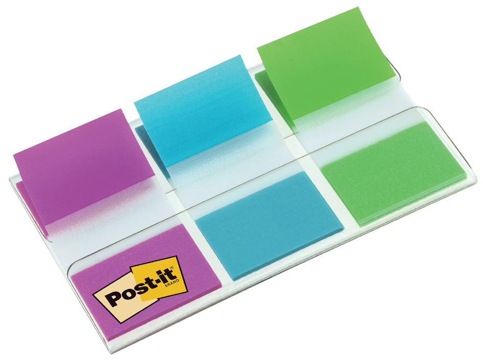 Post-it Marque-pages Index, 25,4 x 43,2 mm, 3 couleurs uni 25,4 x 43,2 mm 25 feuilles / bloc assorti 3 blocs