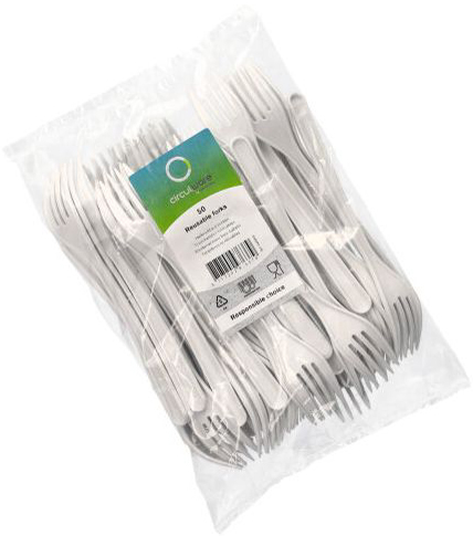 PAPSTAR Fourchette réutilisable, longueur: 185 mm, blanc 185 mm blanc 50