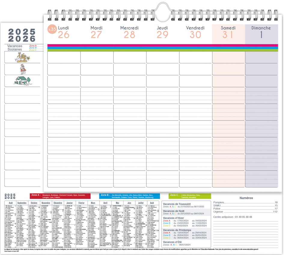 Calendrier FAMILY PLANNER HEBDO, ouvert