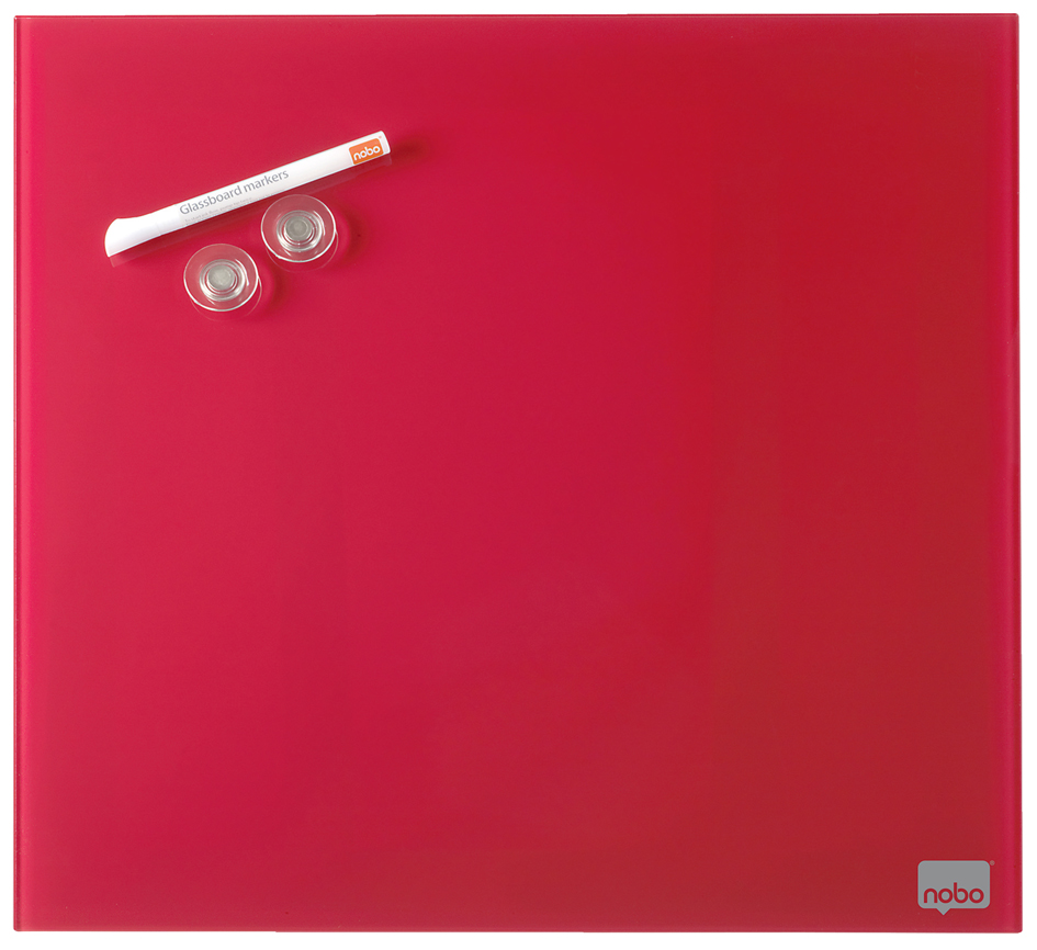 nobo Tableau magnétique en verre, (L)450 x (H)450 mm, rouge