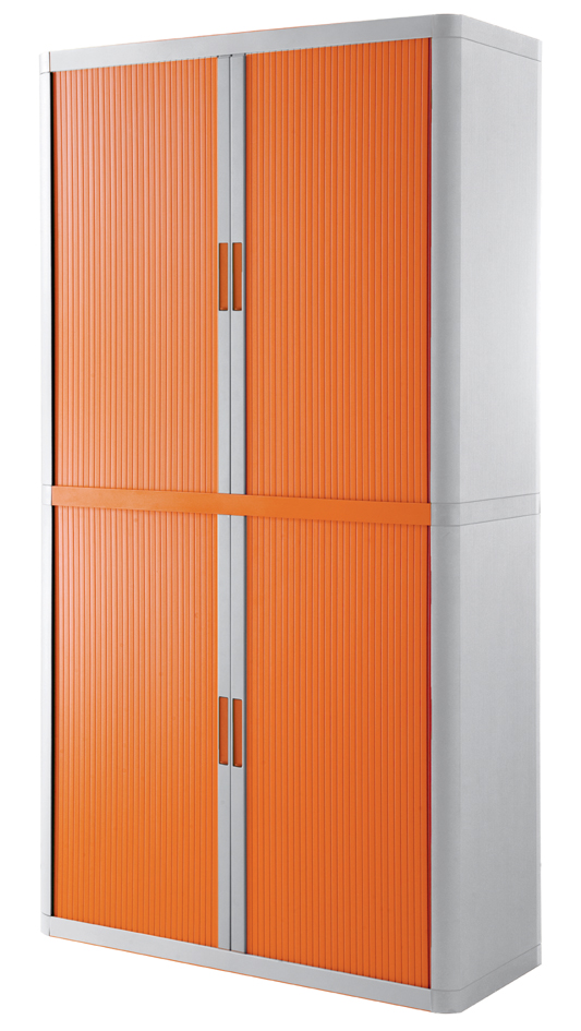 Armoire à rideau, blanc / orange