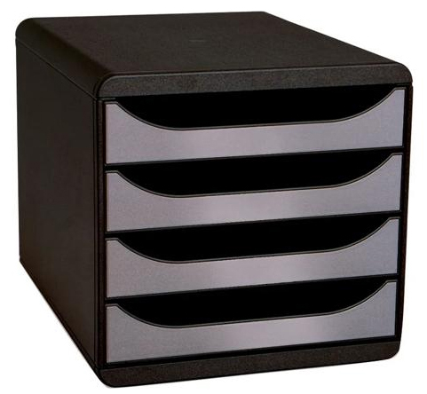 EXACOMPTA Module de classement BIG-BOX, 4 tiroirs, argent