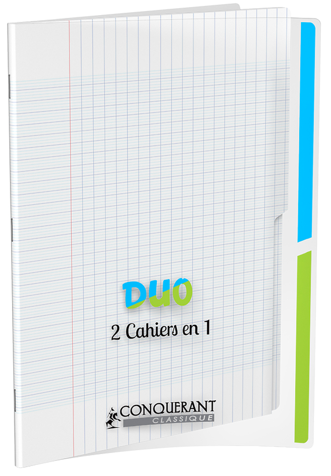 CONQUERANT CLASSIQUE Cahier 'DUO', 240 x 320 mm, seyès