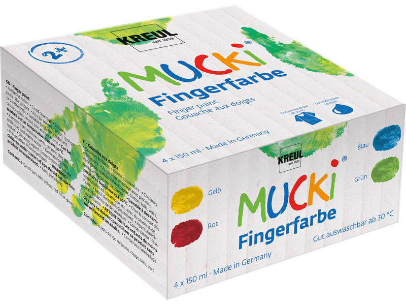 KREUL Gouache aux doigts 'MUCKI', 150 ml, kit de 4