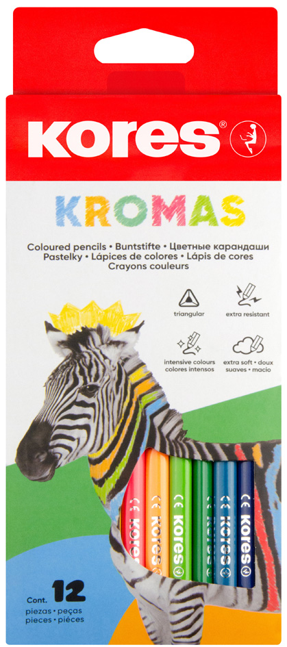 Kores Crayon de couleur 'Kromas', étui en carton de 12