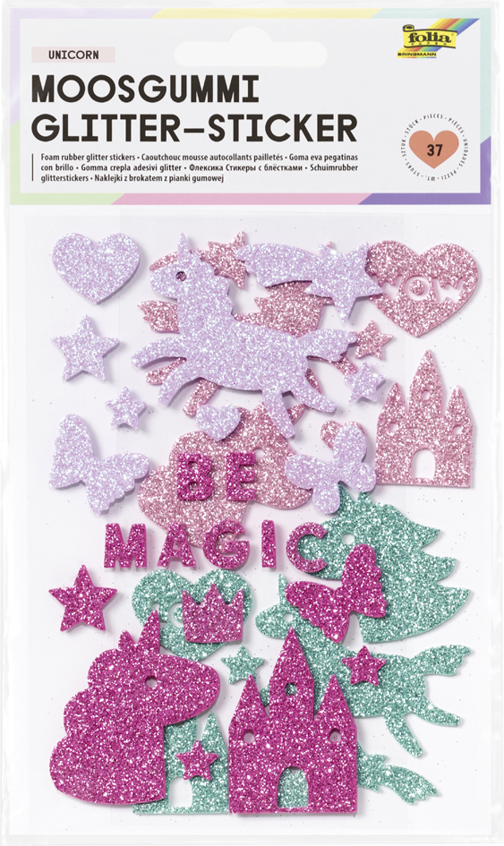folia Sticker pailleté en caoutchouc mousse 'Unicorn'