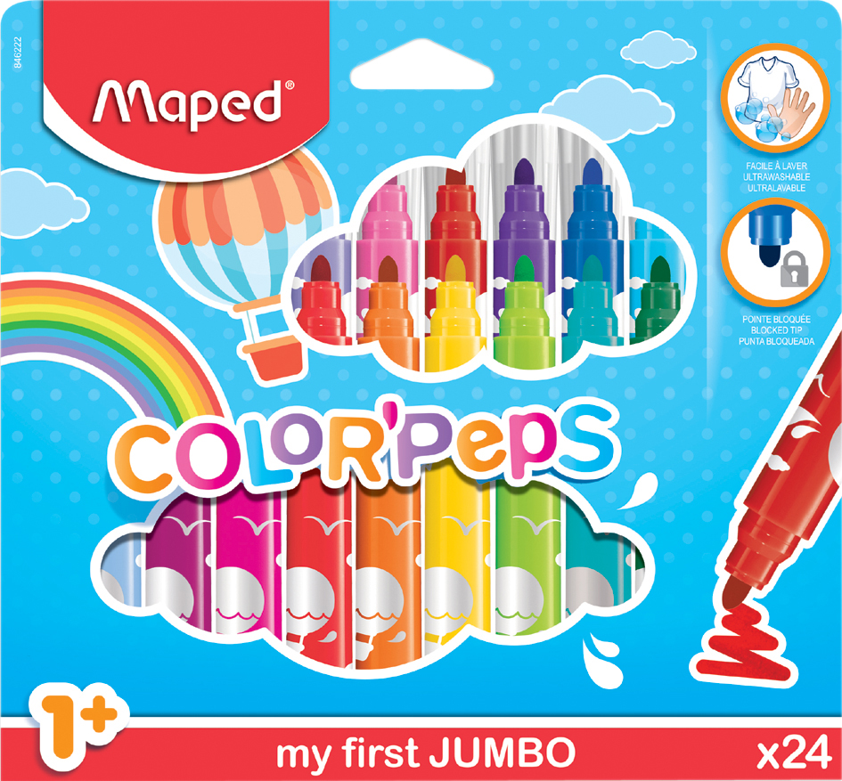 Maped my first Feutre COLOR'PEPS JUMBO, étui en carton de 24