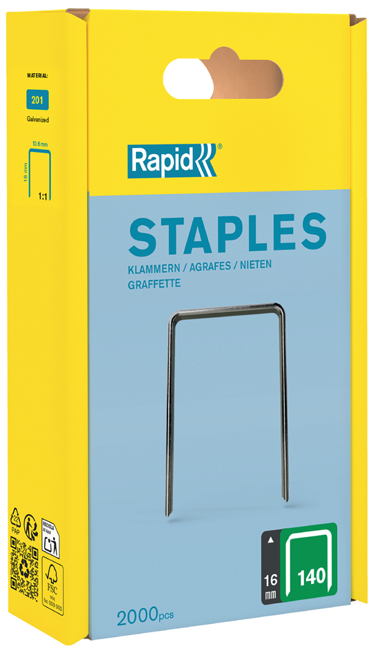 Rapid Agrafe fil plat no. 140, 16 mm, grand paquet