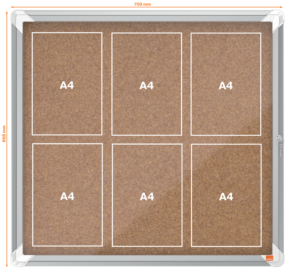 nobo Vitrine d'affichage en liège Premium Plus, 6 x A4