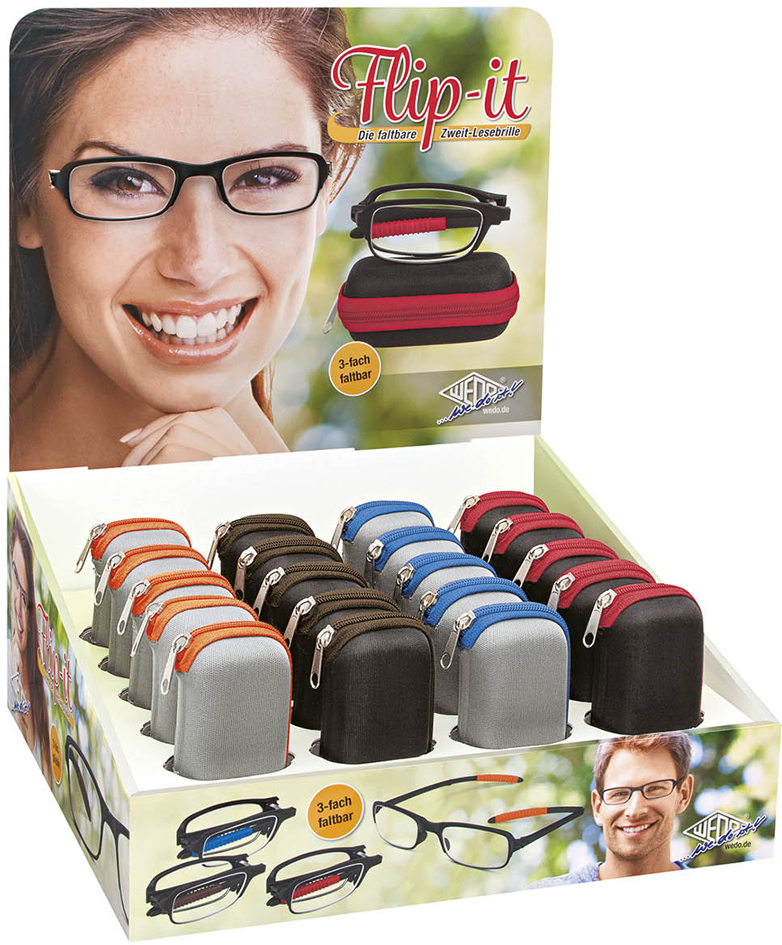 WEDO Lunettes de lecture pliables Flip-it, présentoir de 20