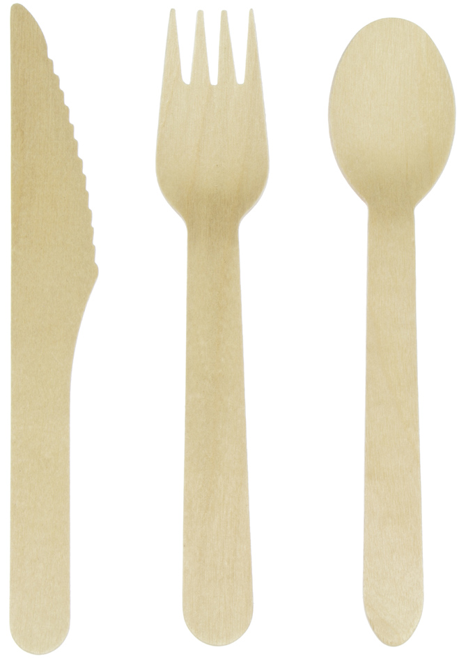kangaro Couverts jetables, en bois, 200 pièces