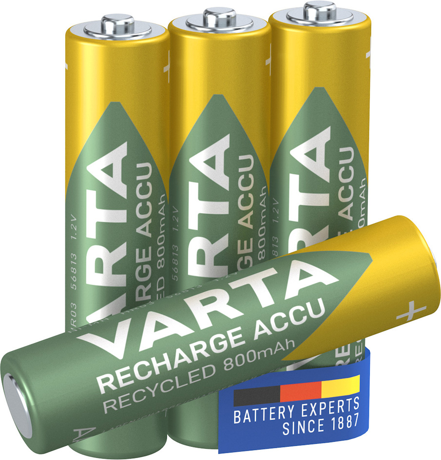 VARTA Pile NiMH 'RECHARGE ACCU Recycled', Micro AAA, 800 mAh