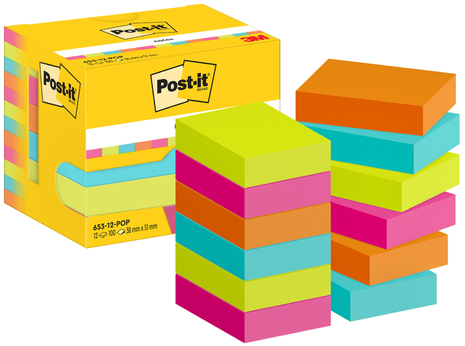 Post-it Bloc-note adhésif, 51 x 38 mm, Poptimistic