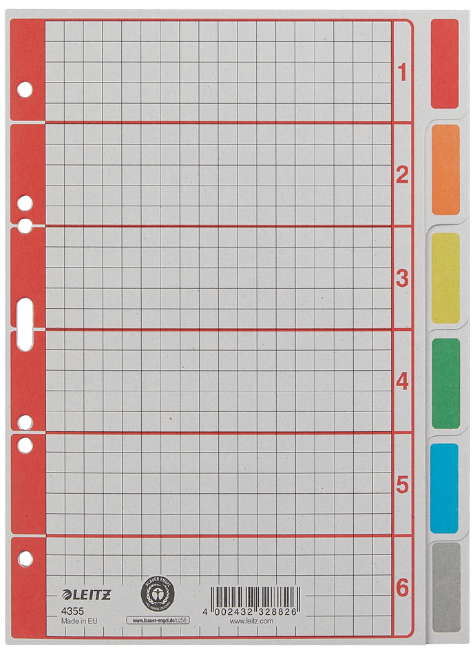 LEITZ Intercalaires en carton extra solide, en blanc, A5, 6