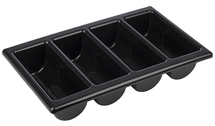 APS Range-couverts GN 1/1, à 4 compartiments, noir