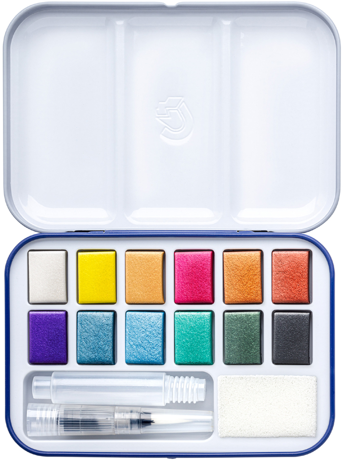 STAEDTLER Peinture aquarelle métallisée, étui en métal de 12
