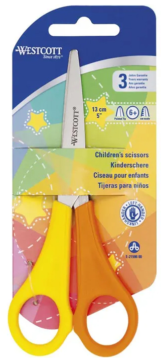 WESTCOTT Ciseaux de bricolage pour enfants, jaune/orange